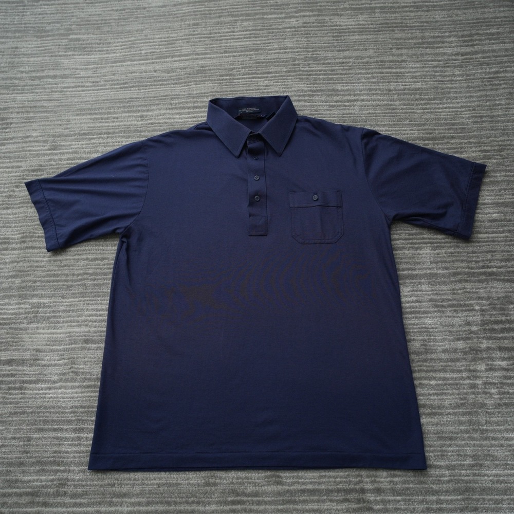 Par‎ Four Polo Shirt Men Blue Vintage Golf Short Sleeve Cotton Poly Tall Large